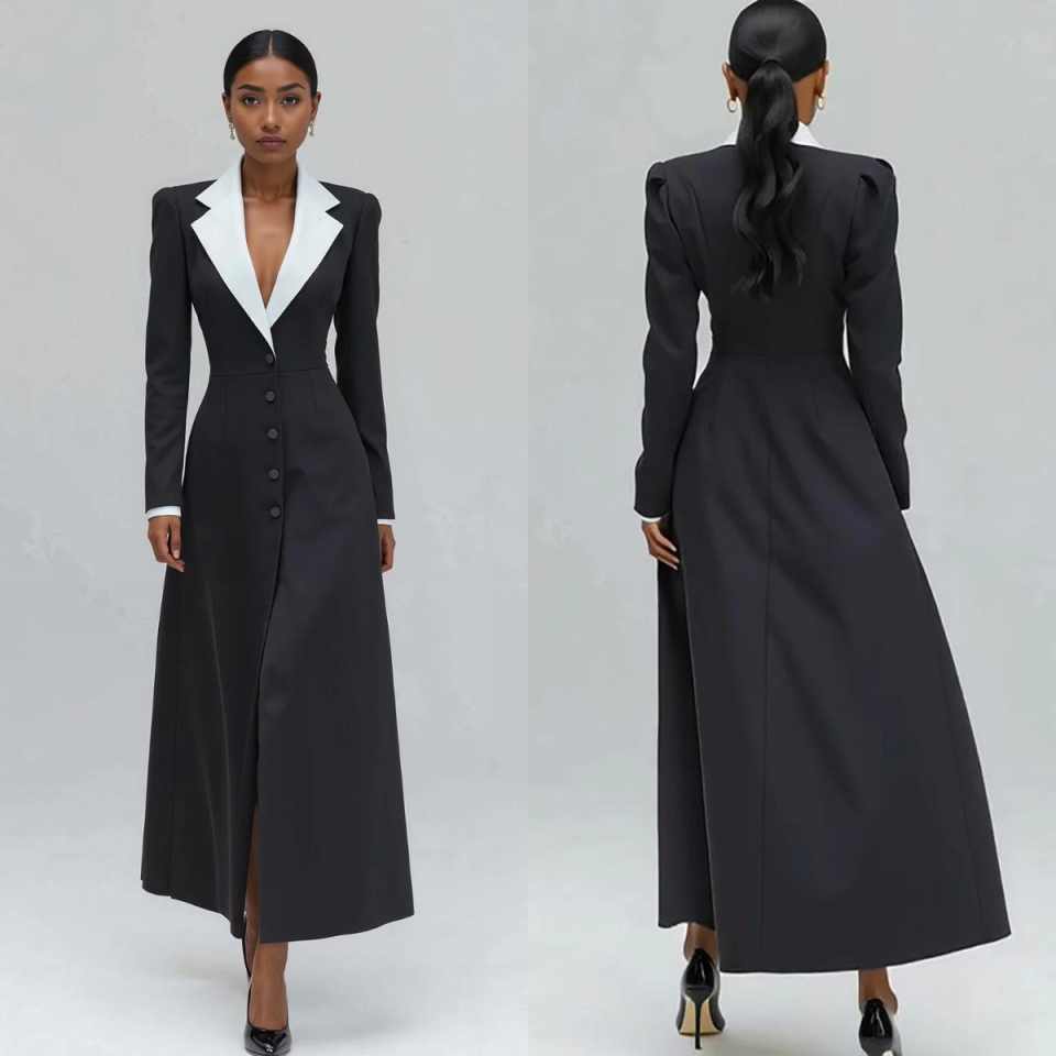 Women Formal Party Wear Dress - سترة نسائية طويلة بقصة A-line، جاكيت