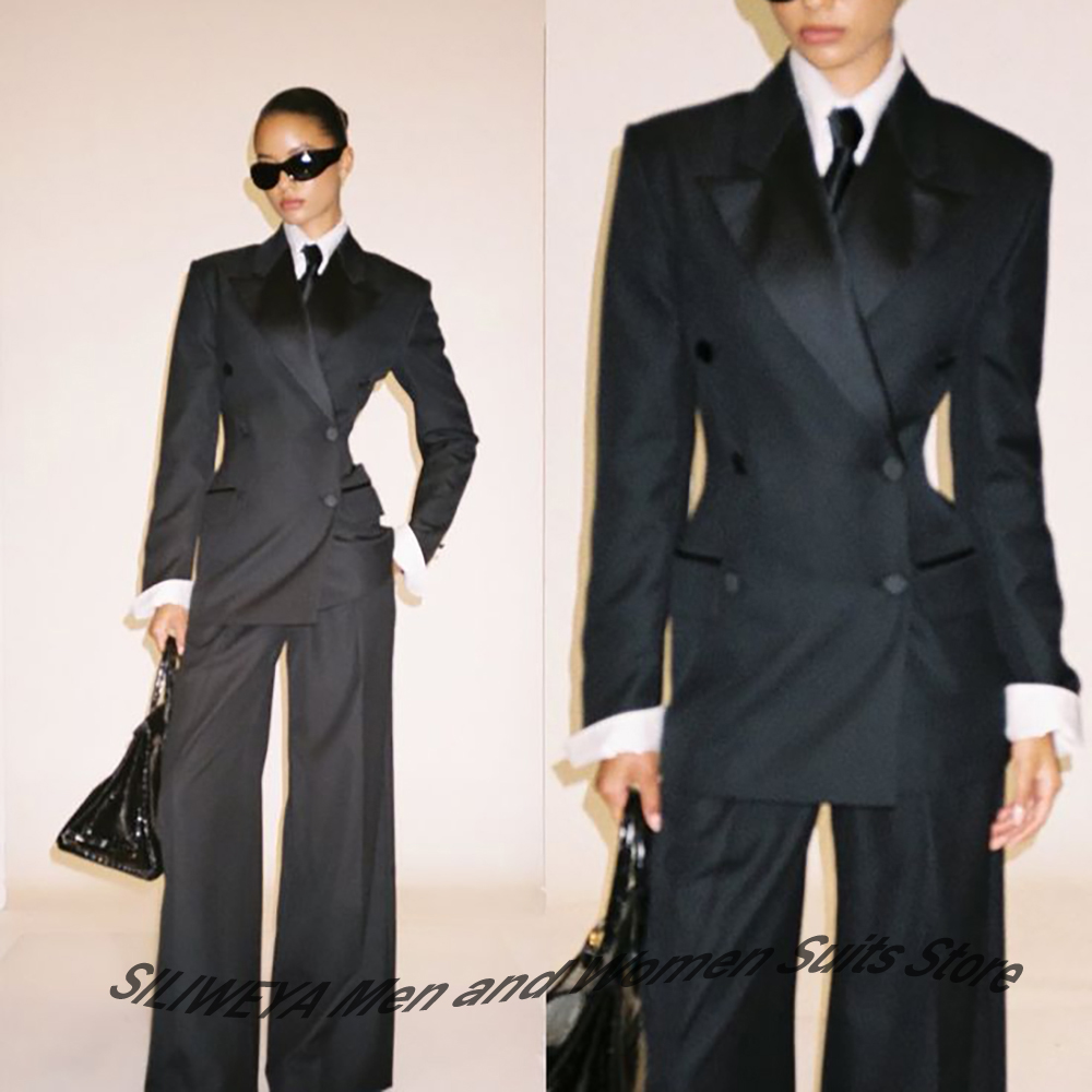 Women Formal Wear Outfits - المهنية المرأة السوداء مزدوجة الصدر دعوى