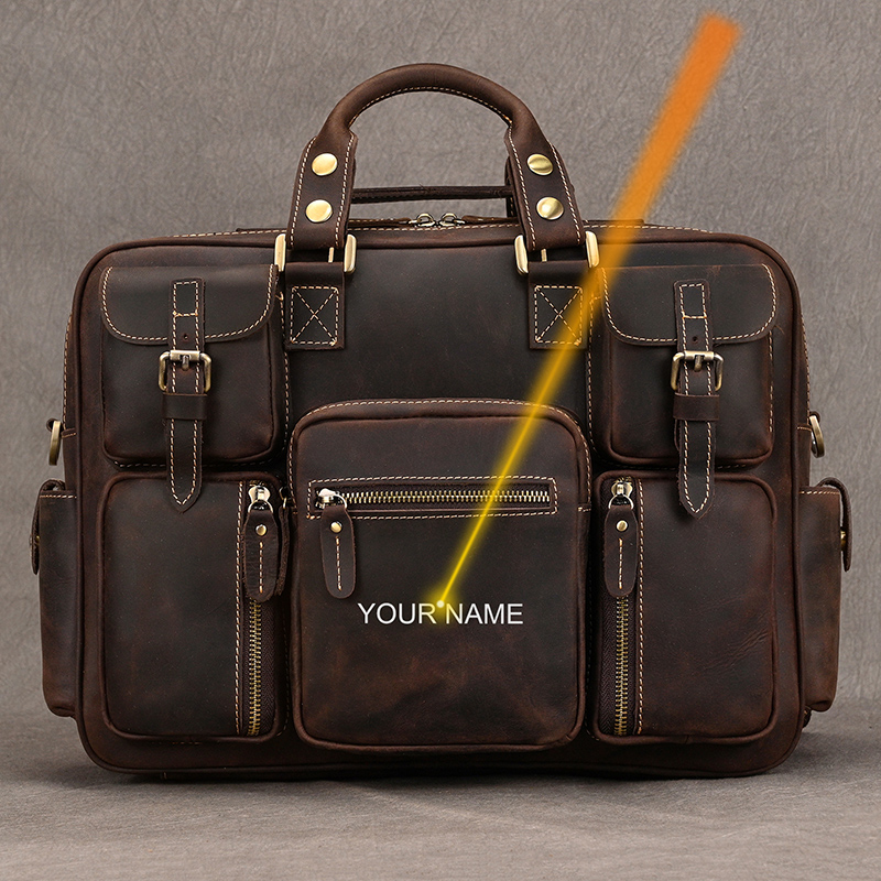 Structured Handbag Work - Luufan خمر كريزي هورس جلد الرجال