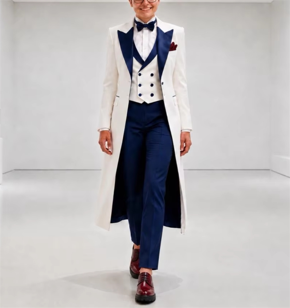 سترة نسائية زرقاء داكنة وبيضاء - مراجعة Women Formal Wear Outfits وسعره